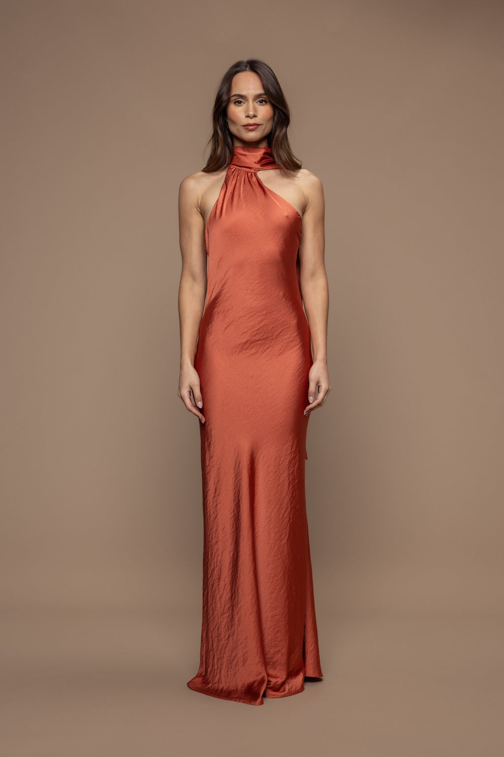 Robe écharpe allure terracotta