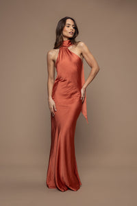 Robe écharpe allure terracotta