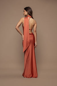 Robe écharpe allure terracotta