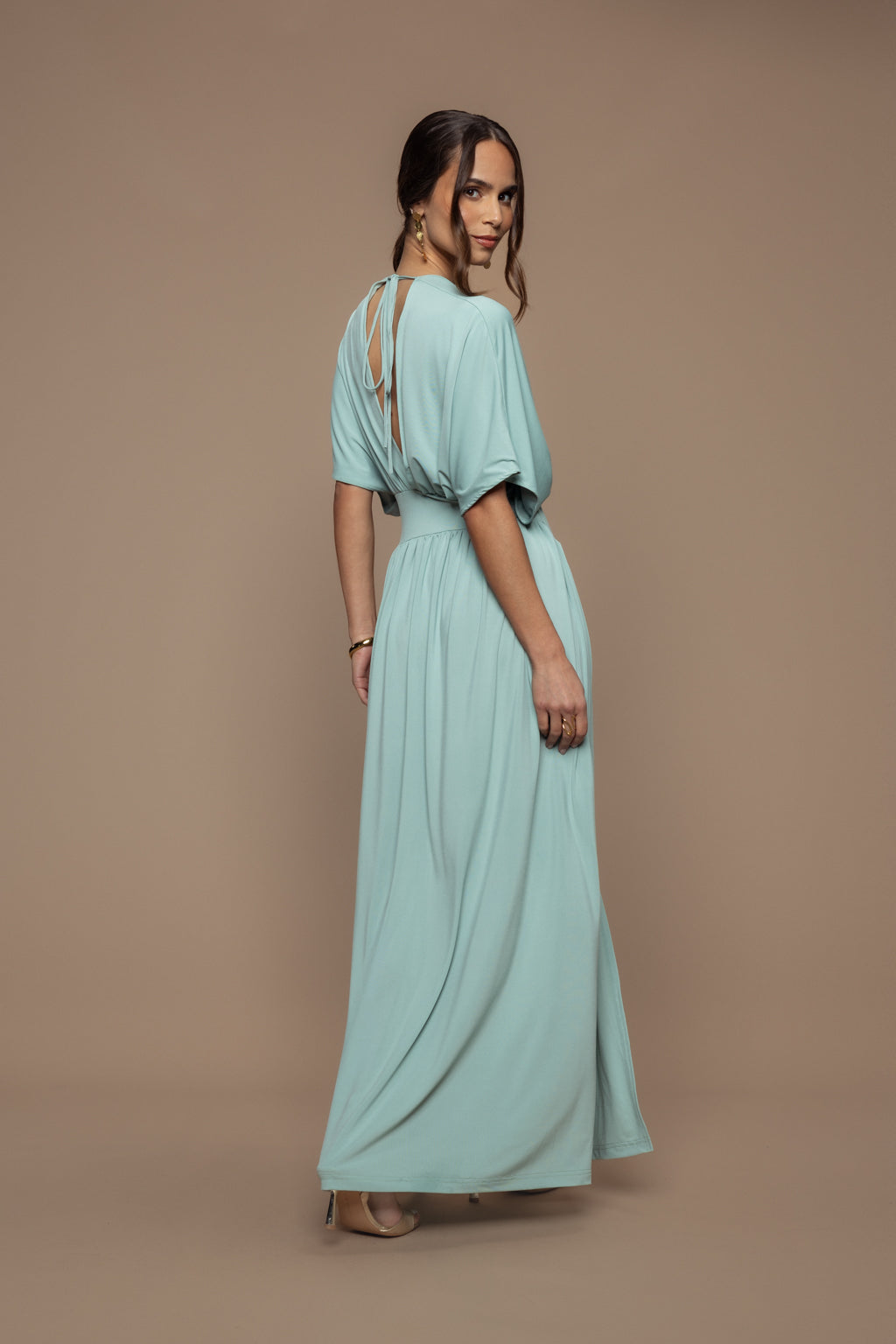 Robe charmeuse sauge