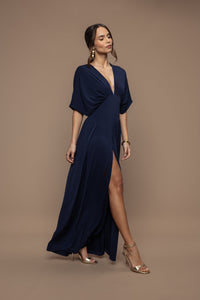 Robe charmeuse bleu marine