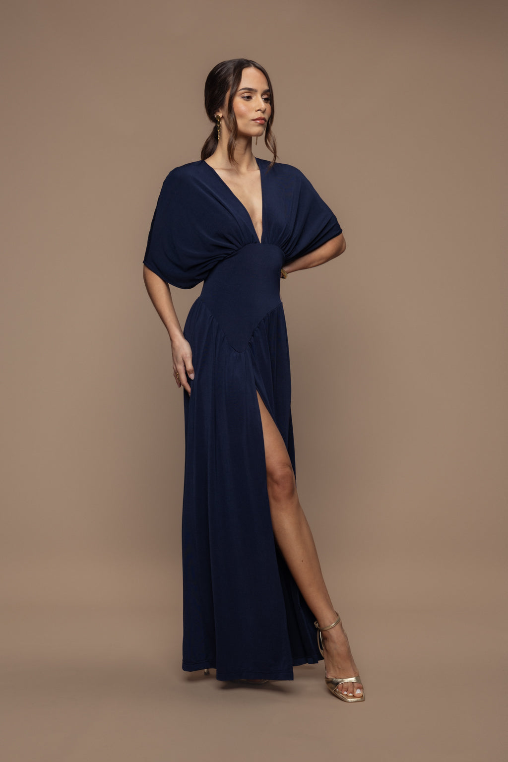 Robe charmeuse bleu marine