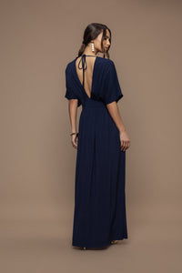 Robe charmeuse bleu marine
