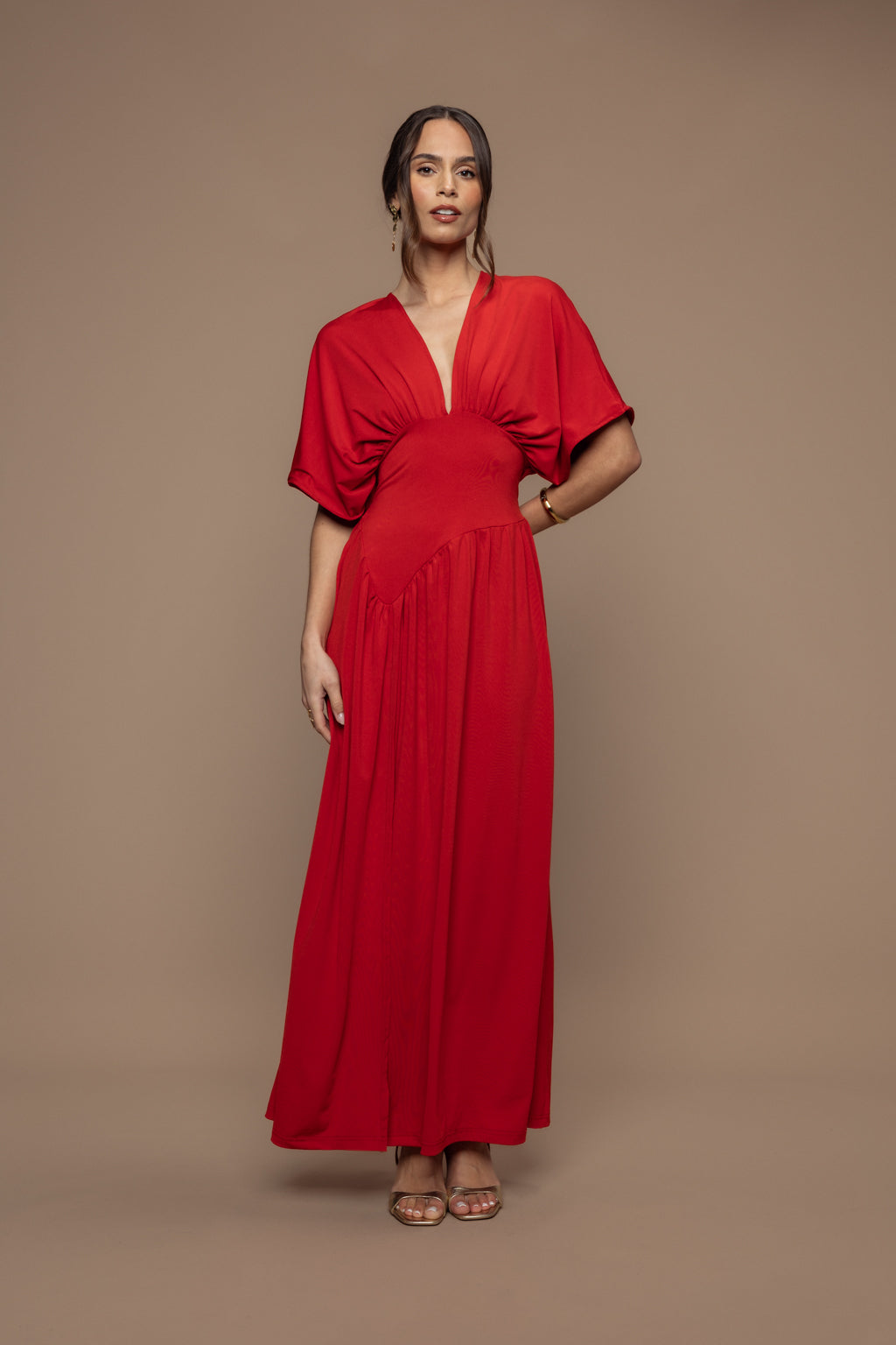 Robe charmeuse rouge brique
