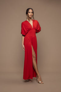 Robe charmeuse rouge brique