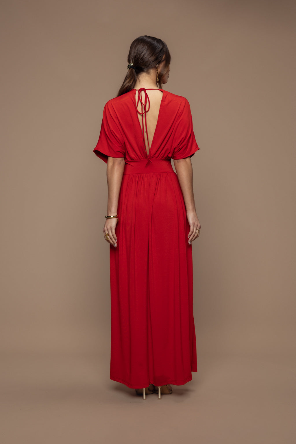 Robe charmeuse rouge brique