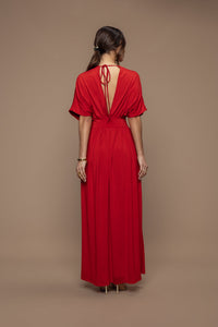 Robe charmeuse rouge brique