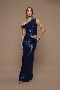 Top royal sequins bleu marine