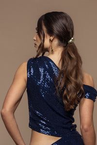 Top royal sequins bleu marine