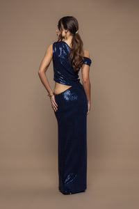 Top royal sequins bleu marine
