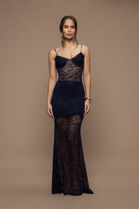 Robe dentelle Bella bleu marine