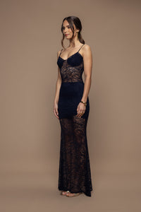 Robe dentelle Bella bleu marine