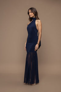 Robe écharpe invincible maille bleu marine