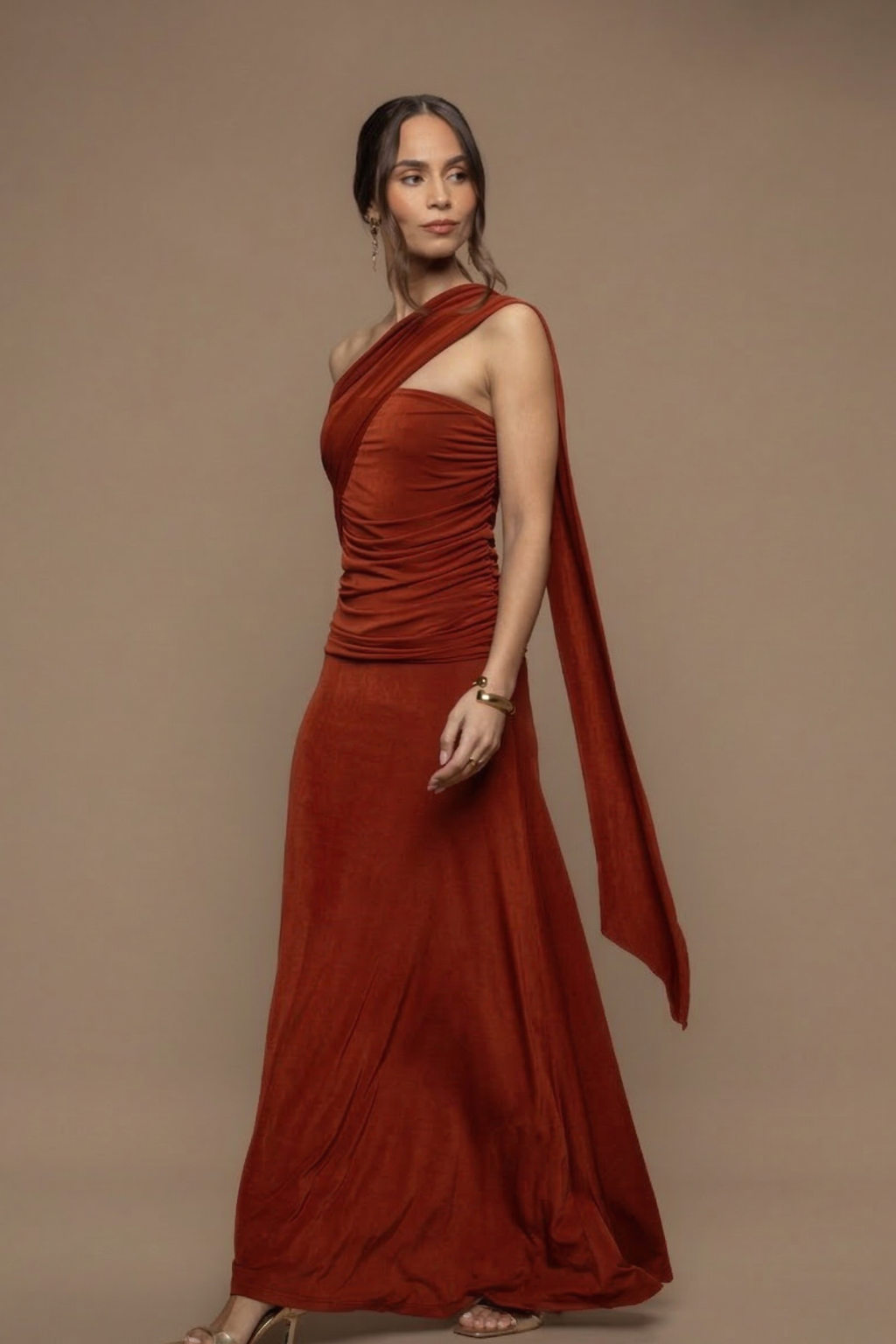 Robe écharpe Fatale terracotta