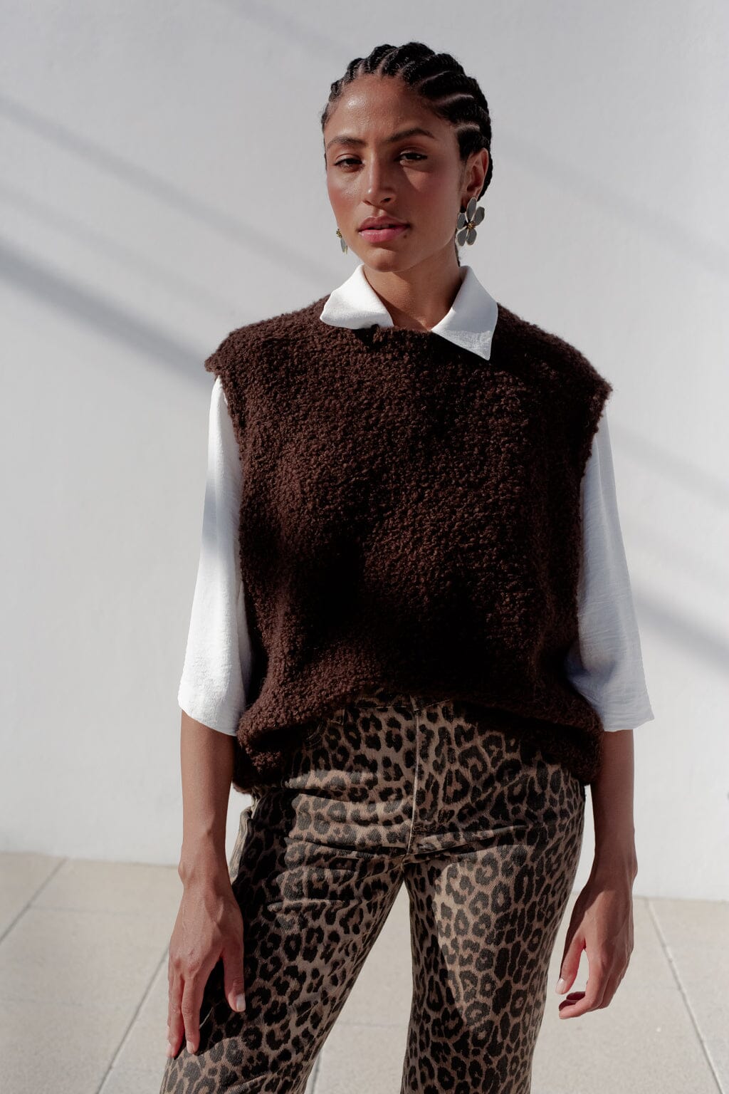 Pull Audrey sans manches marron