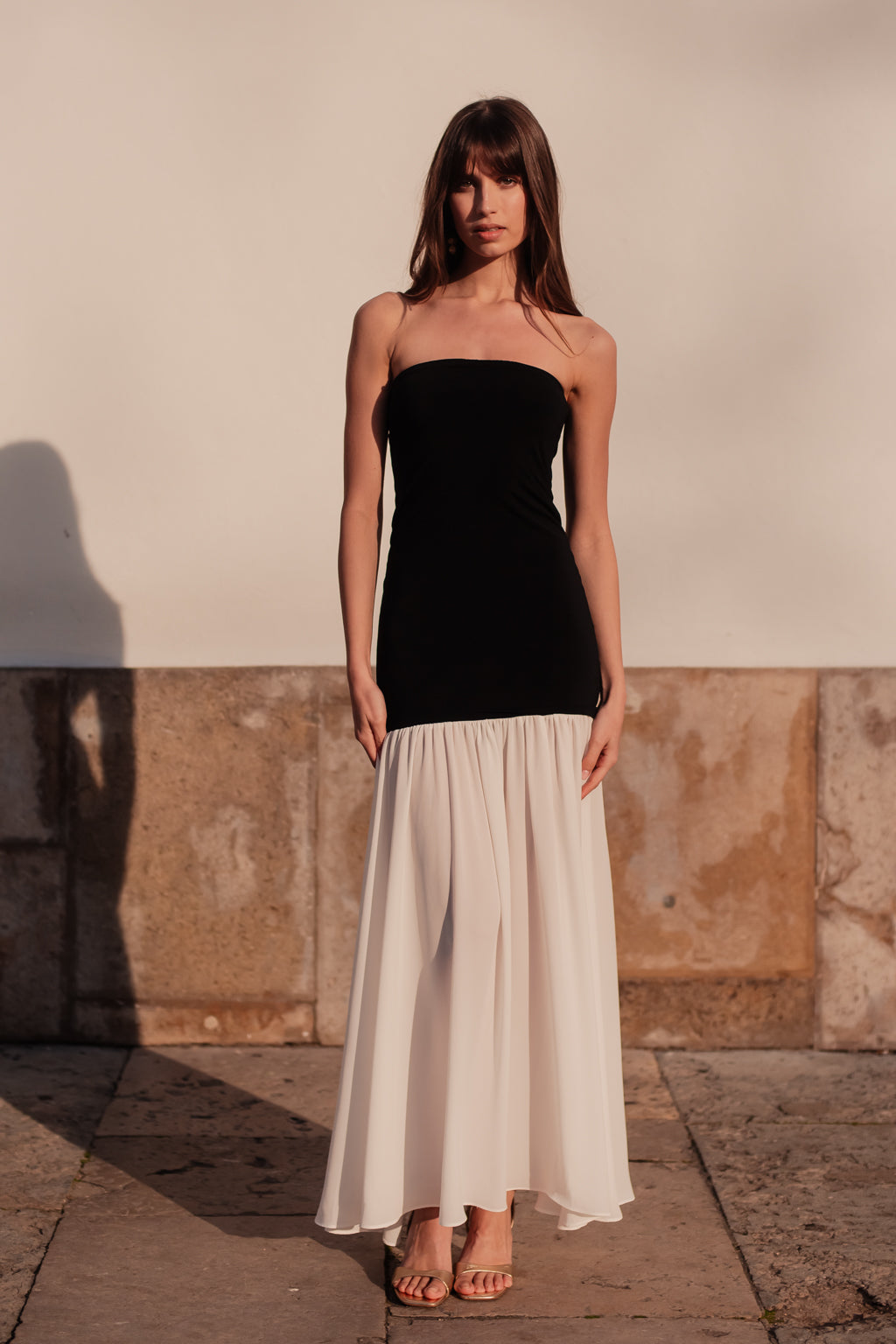 Robe Angie bi-matières noir