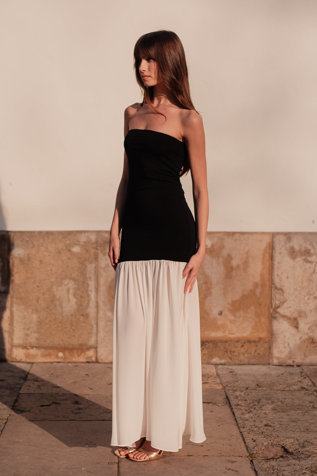 Robe Angie bi-matières noir