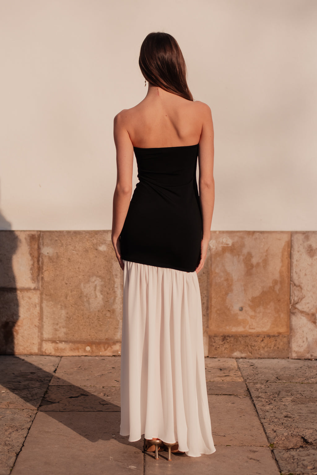 Robe Angie bi-matières noir