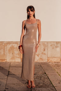 Robe Soignée sequins doré