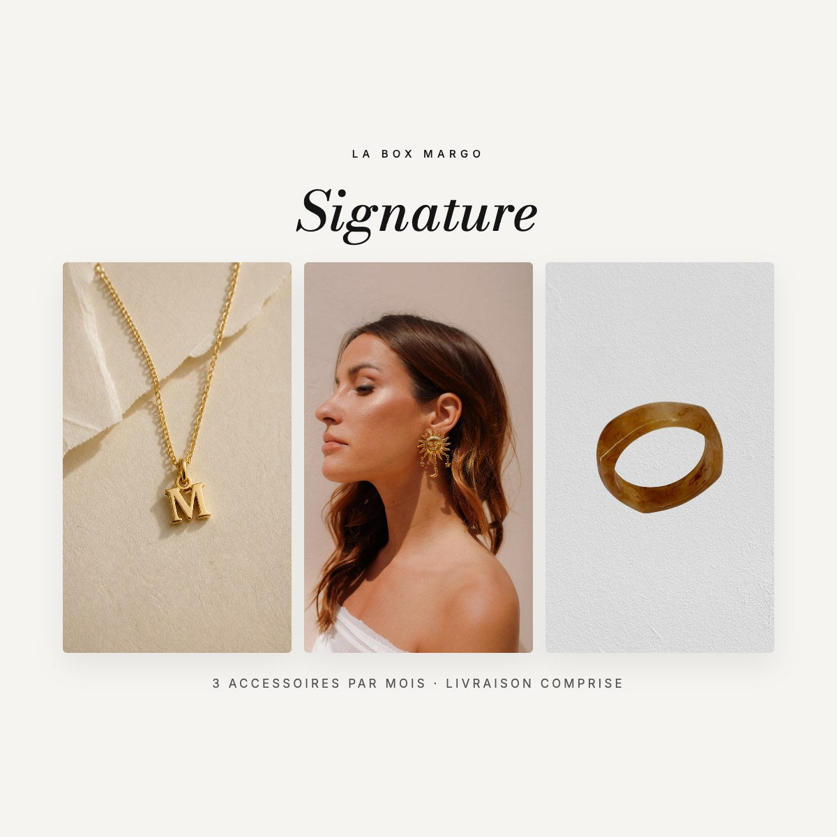 La Box MARGO Signature — exemples de pièces de la boutique pouvant composer la box