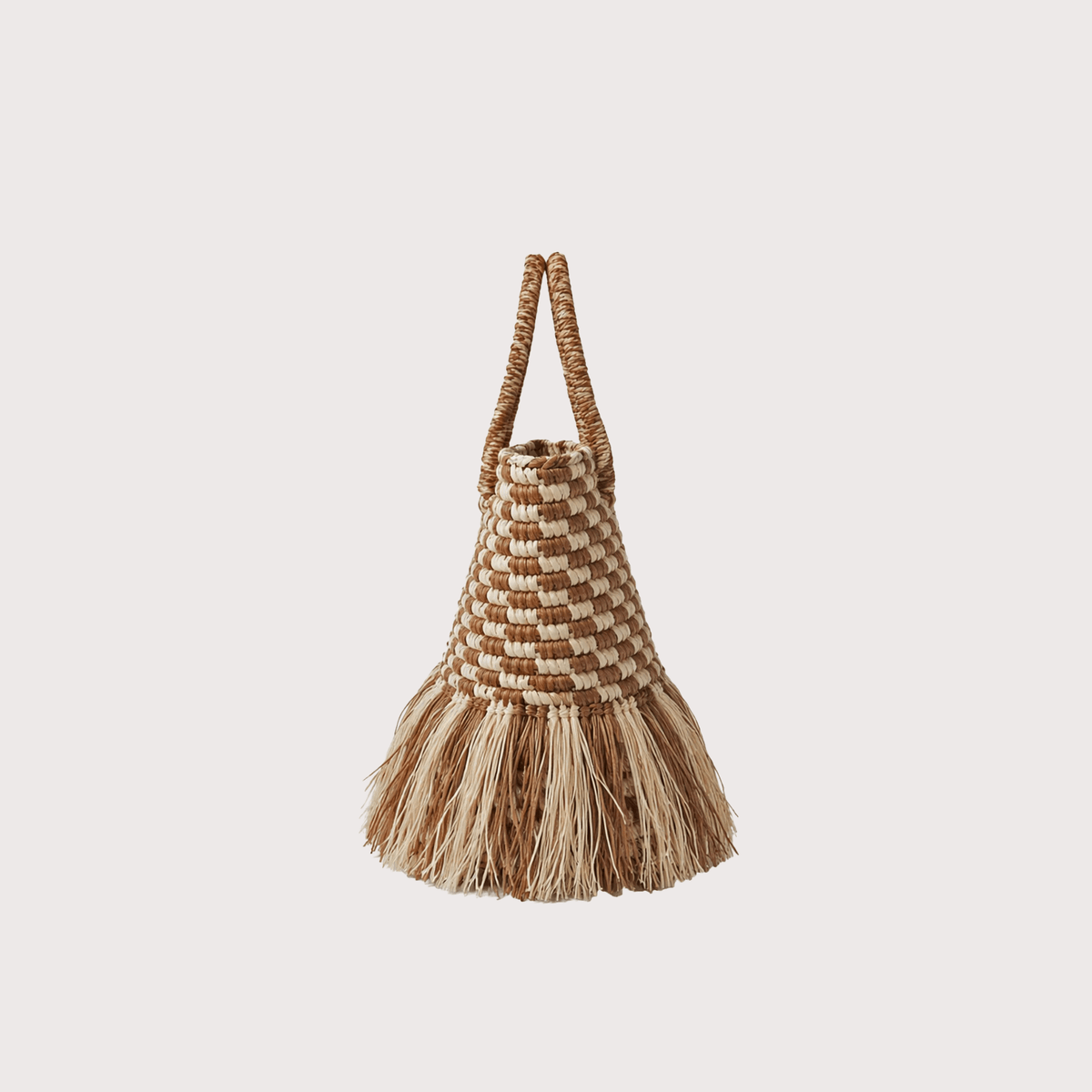 Irene Straw Bag - Checkered Brown