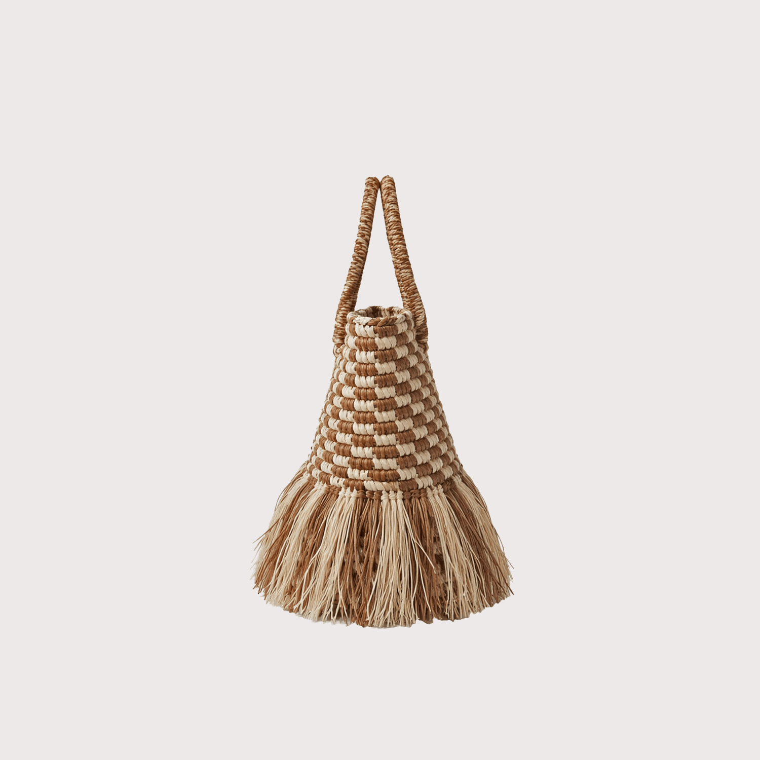 Irene Straw Bag - Checkered Brown