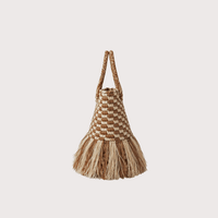 Irene Straw Bag - Checkered Brown