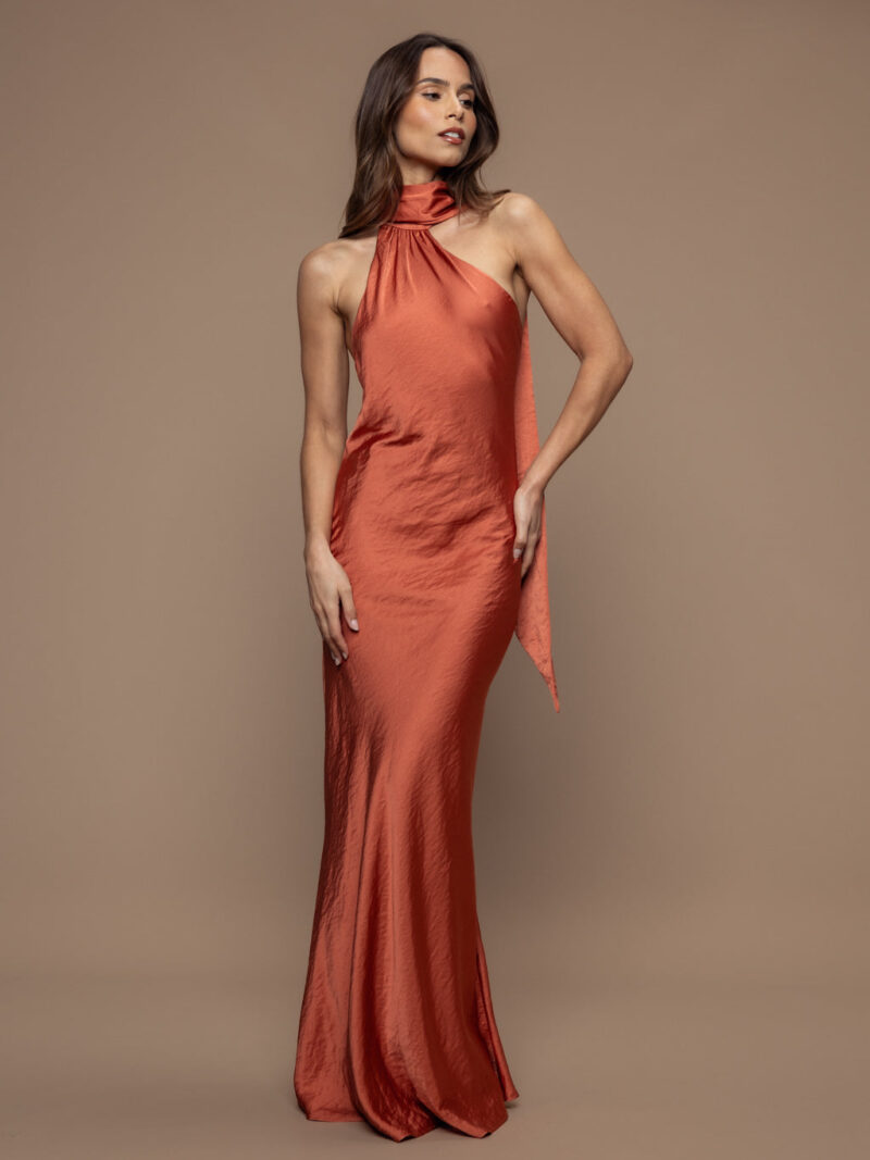 Robe écharpe allure terracotta