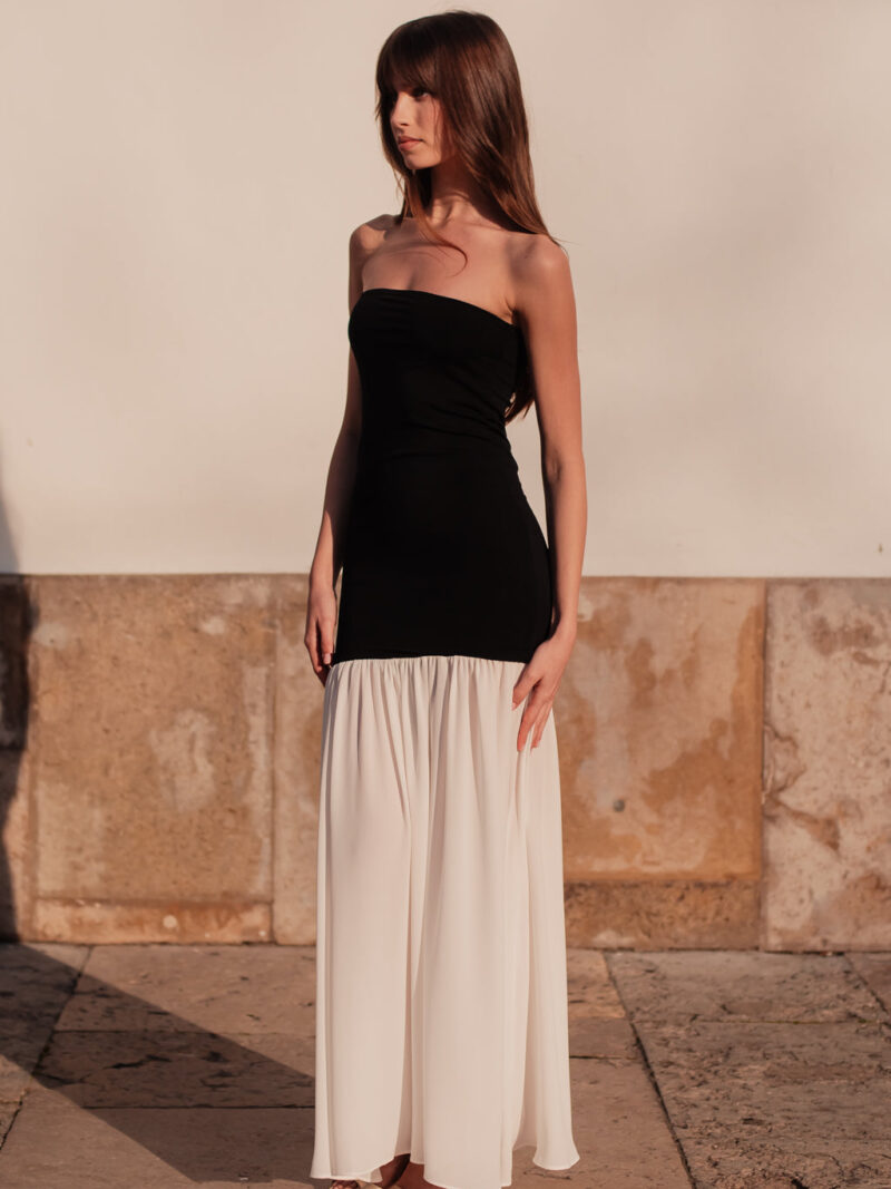 Robe Angie bi-matières noir