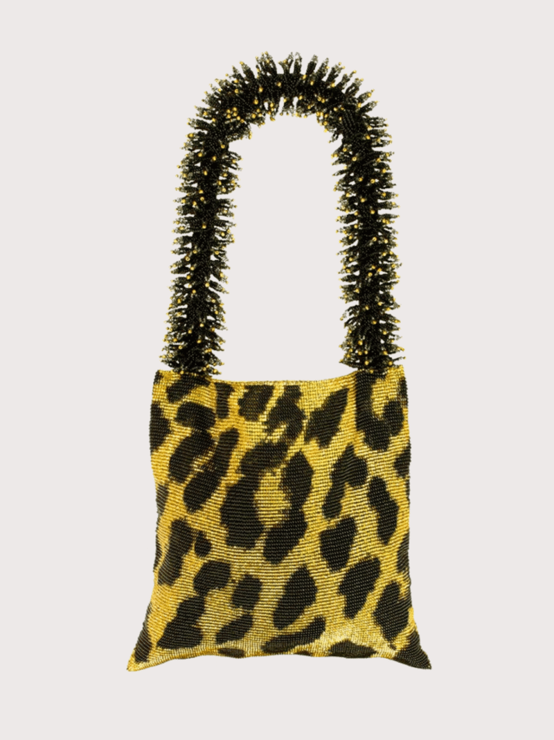 Clash of Prints Bag- Gold/Black Leopard